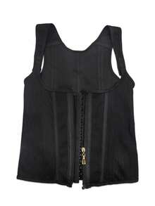 1pc Women's Sports Waist Trainer, New Zipper Waist Cincher Vest, Tummy Control Shapewear, Posture Corrector, Latex Waist Trimmer, Workout Waist Trainer - Black - View 5