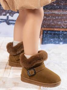 1 Pair Kids Snow Boots, New Autumn/Winter Children Shoes, Girls & Boys Warm Boots, Soft Bottom Short Plush Boots, Casual Versatile Lightweight & Comfortable