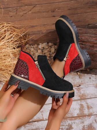 Women's Vintage Soft Bottom Boots, American Autumn/Winter Short Boots