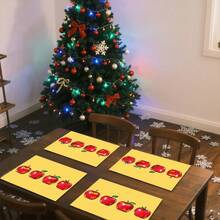 1set/1pc/4pcs/6pcs/100pcs Apple Print Placemats, Heat-Insulating Placemats, Suitable For Home Decoration, Holiday Dining, Kitchen And Party Decoration, Party Placemats, Can Be Given As Gifts