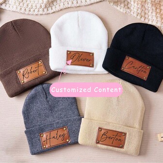 Customized Letter Acrylic Knit Beanie, Suitable For Everyday Wear