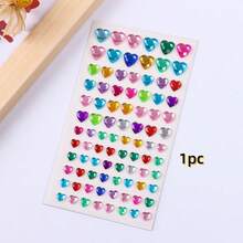 10pcs Multicolored Acrylic Rhinestone 3D Gem DIY Stickers, Party Decoration, Makeup Accessories For Hair, Face, Nails, Gift Filler School Supplies,Back To School