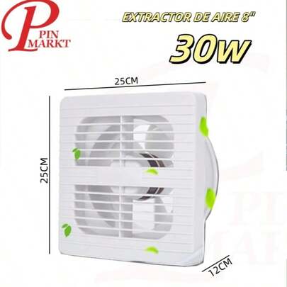 Extractor de aire eléctrico , 4 y 6 y 8 pulgadas, potente y silencioso, for uso doméstico, montado en la pared, con tubo oblicuo.