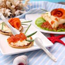 2 piezas Cucharas de caviar de 3.5 pulgadas de nácar, cucharas artesanales de concha para caviar, helado, huevos, café, sal, mermelada, servicio de restaurante - Blanco - Ver 7