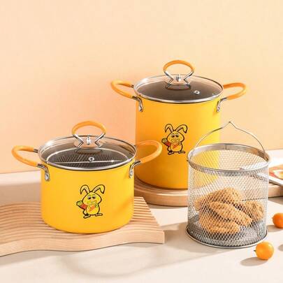 1 Set Of Tempura Deep Fryer, Large Capacity Frying Pot, Household Multifunctional Frying Pan, Equipped With 304 Stainless Steel Filter To Reduce Oil Fume - With Detachable Fine Filter And Pot Cover, Suitable For Frying, Insulation, Steaming, Oil Filtration, Portable Noodle Pot Oil Draining Rack, Cylindrical Large Capacity Design, No Battery Required