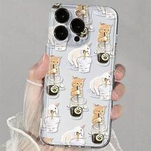 Funda creativa para teléfono Adorables felinos disfrutando de bebidas Funda transparente - Funda de teléfono premium de TPU suave y resistente a los golpes compatible con iPhone 17, 16, 15, 14, 13, 12, 11 Pro Max, 14 Plus, 12 Mini, X, XS Max, XR, 8, 7 Plus Funda suave y resistente a los golpes para chicas y mujeres - 1 pieza - Ver 2