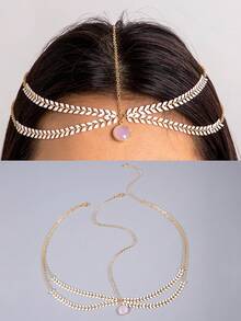 imoli 1 件简约铜链项链，带水钻、树脂和人造珍珠流苏吊坠，适合斋月活动、派对、礼物（手工制作、定制长度、不同圆盘数量） - 彩色 - 查看 12