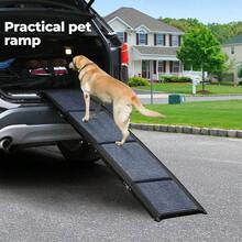 Extra Long 160cm Foldable Dog Ramps Large Dogs Pet Ramp For Car With NonSlip Rug Surface Pet Stairs Portable Portable Pet Steps For Medium And Large Dog Up To 100kg Get Into Car SUV Truck Navy - Grey - View 3