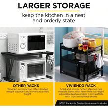 Viviendo Microwave Oven Shelf Rack Carbon Steel Kitchen Countertop Organizer Width And Height Adjustable Kitchen Organiser Storage 2 Tier Black