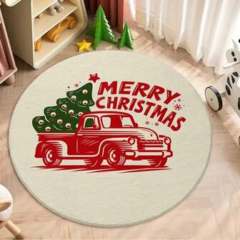 1 Stück Samt Teppich, runder Weihnachtsdekoteppich, festliche Atmosphäre, geeignet für Wohnzimmer, Schlafzimmer, Kinderzimmer, Arbeitszimmer, Lounge Küche