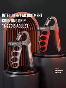 5-100公斤可调节握力训练器，机械式计数腕力训练器，健身房手部握力增强器，可调节阻力11-220磅（5-100公斤）握力训练器，防滑计数式握力训练器，用于肌肉锻炼和手部康复 - 彩色 - 查看 2