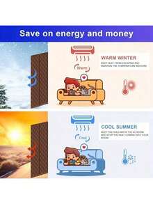 ستارة عازلة للحرارة مغناطيسية قطعة واحدة، مصنوعة من ألياف البوليستر المبطنة وقماش أكسفورد، تناسب الأبواب بعرض 80-120 سم، غطاء عازل للحرارة مغناطيسي مؤقت للشتاء، يساعد على الاحتفاظ بالهواء الدافئ/البارد