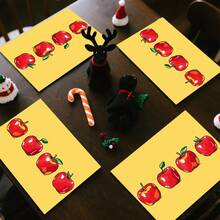 1set/1pc/4pcs/6pcs/100pcs Apple Print Placemats, Heat-Insulating Placemats, Suitable For Home Decoration, Holiday Dining, Kitchen And Party Decoration, Party Placemats, Can Be Given As Gifts
