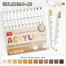 1pc Dual-Tip Acrylic Marker Pen, Soft Chisel Tip Brush Pen, Versatile For Coloring, Watercolor, DIY, Journaling, Graffiti, Art Painting, School Supplies