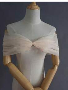 Bridal Shoulder Shawl, Can Cover Chest Accessories, Available In Multiple Colors, Solid Color Mesh Material - Multicolor - View 11