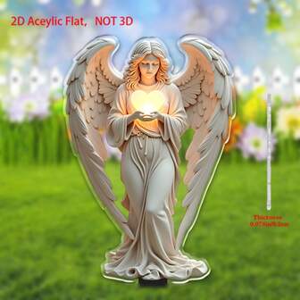 1 pieza Ángel en oración, Ángel conmemorativo de cementerio, Acrílico para jardín, Instalación en el suelo, Decoración conmemorativa para exteriores, Conmemoración de Pascua, No requiere electricidad
