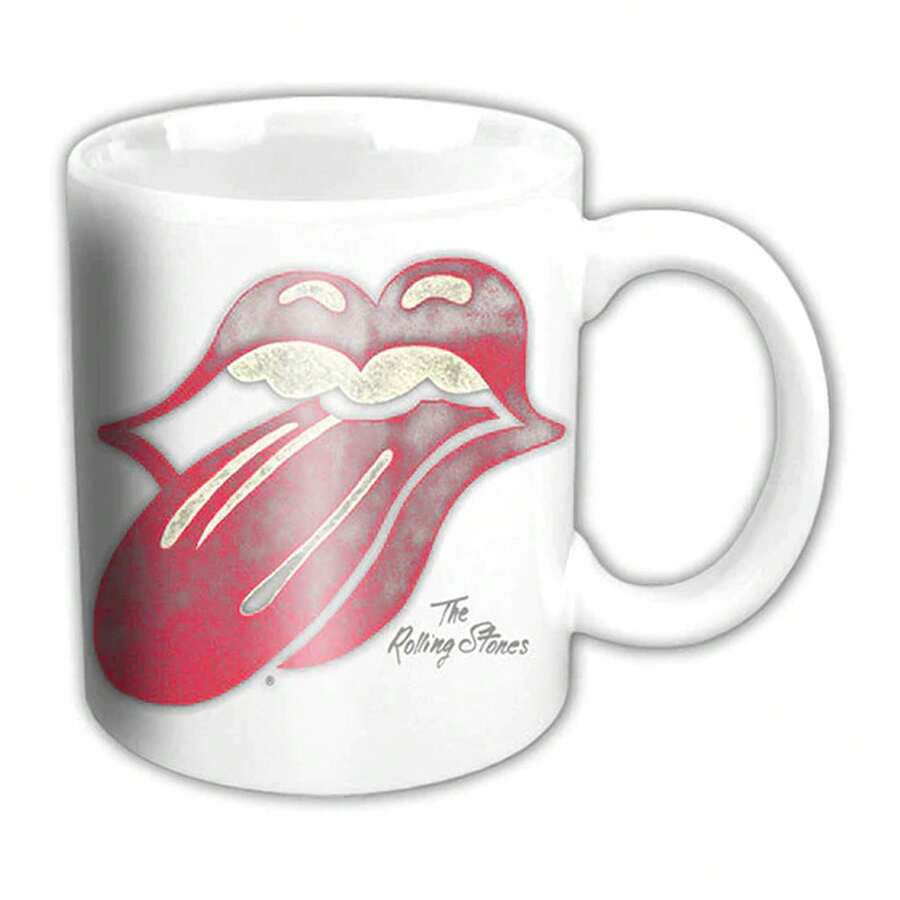 Ceramic Boxed Coffee Mug Featuring 'Vintage Tongue' Motif. - White - View 1