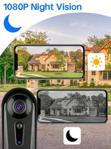 Wireless Doorbell Camera With Indoor Chime, 2.4Ghz WiFi Home Security Camera, Motion Detection, Smart Alerts, Two-Way Audio, Easy To Installation, Weather Resistance, Outdoor/Indoor Security - 黑色 - 查看 6