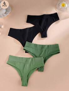 Aofeiqike 女士无缝纯色中腰性感T型背带裤4件套 - 彩色 - 查看 8