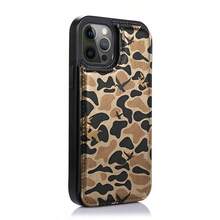 Camouflage With Flying Birds Pattern. Faux Leather Wallet Case For IPhone 17/16 Pro Max/15/14/13/12/11/ Galaxy Phone Cases|Slim Shockproof TPU With 3 Card Slots|Gift Idea- Replace Your Wallet - 黑色 - 查看 3