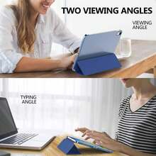 Funda compatible con iPad (A16) de 11.ª generación de 11 pulgadas de 2025, iPad de 10.ª generación de 10.9 pulgadas de 2022, funda protectora con soporte y carcasa trasera de PC translúcida, compatible con Touch ID, color azul marino. Compatibilidad: especialmente compatible con iPad (A16) de 11.ª generación de 11 pulgadas de 2025 (modelo: A3354, A3355, A3356)