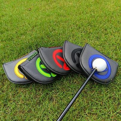 Golf Club Head Cover, Putter Cover, Hat Cover, Long Putter Cover, Semi-Circle Putter Cap, Hook And Loop Design, Multiple Colors Available