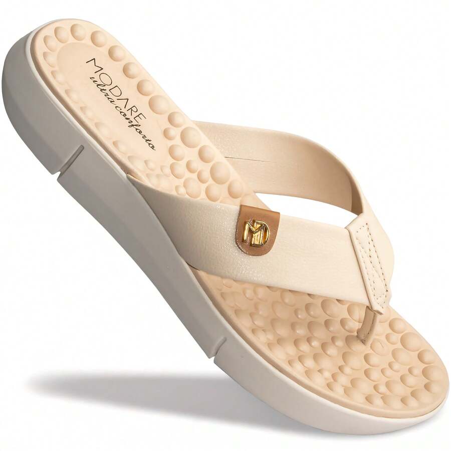 Modare Women's Orthopedic Slippers With Soft Massage Spurs - 奶油 - 查看 1