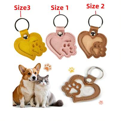 Leather Keychain Pet Memorial Storage Keychain Dog Paw Pendant Cat Dog Storage Pet Hair Pendant Gift For Dog Lovers