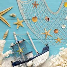 Decorative Fishing Net 5x10 Ft, 2 Pack Large Aqua Picture Fish Net, Wall Photo Hanging Fishnet Nautical Ocean Themed Hawaii Beach Under Sea Party Decorations - Beige-aqua-12 - View 6