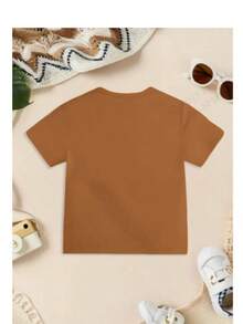 Girls' T-Shirt With Smiling Orange Flower, Size 5. - 棕色 - 查看 2