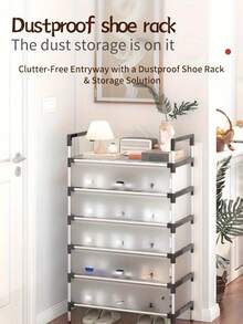 Organizador de Zapatos de  3,4,5,6,7 Niveles con Cajones Transparentes y Detalles Negros - Armario para Calzado Antipolvo, Duradero con Ruedas para Hogar, Dormitorio, Oficina o Cocina, Solución Versátil de Almacenamiento, Diseño Moderno y Construcción Rob - 6 NIVELES - Ver 2