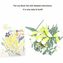 Lily Flower Building Kit For Adults Flower Bouquet Building Block Set Artificial Flowers Mini Building Bricks For Gifts Home Decor Botanical Collection White