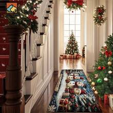 1 件圣诞雪人图案防滑门垫，超纤维防滑门垫，适用于节日派对装饰、厨房、浴室、餐厅、卧室，可作为圣诞礼物赠送 - 彩色 - 查看 4