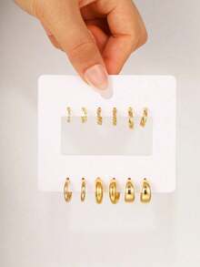 24pcs/Set Fashion Rhinestone Small Hoop Earrings, Minimalist Style Everyday Earrings For Women, Suitable For Date, Holiday, Anniversary Gift - Multicolor - View 6