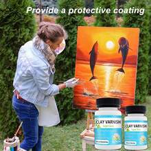 Upgraded 150ml/250ml Air-Dry Clay Glossy Varnish, Air-Dry Clay Glaze, Ceramic And Acrylic Paint Sealant, Colorless, High Gloss, Scratch-Resistant - Bright - View 5