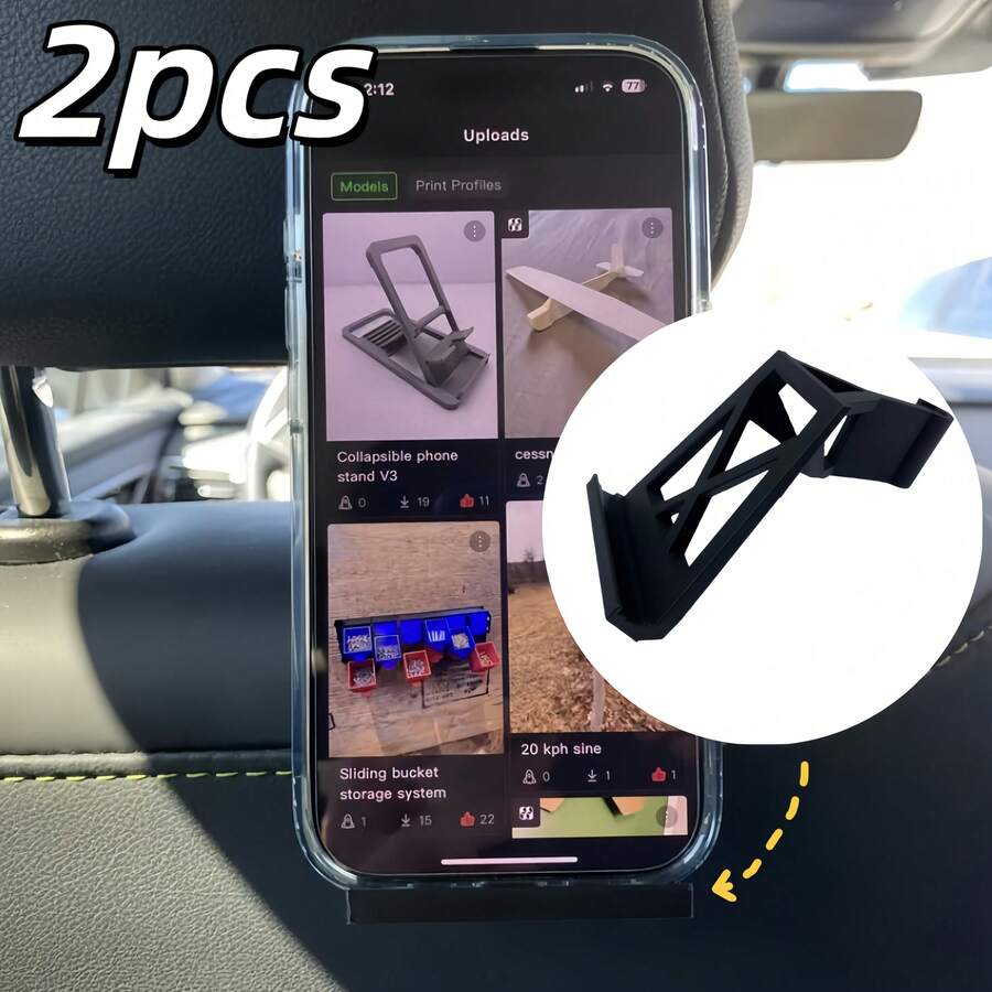 1pc Rear Seat Headrest Mounted Phone Holder, No Installation Required, Stable, Carbon Fiber-Plastic Composite Material, Fits All Vehicles & Smartphones, Rear Seat Entertainment & Navigation Accessory, Travel Essential, Car Gadget, Birthday/Daily Gift