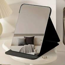 Medium Or Large Portable Makeup Mirror - Travel-Friendly Standing/Hanging Foldable Design, No Power Required, Suitable Home, Salon, Office, Dormitory - Elegant Black Frame Compact Makeup Mirror, Portable Desktop Accessory, Fashionable Smooth Craftsmanship, Essential Beauty Enthusiasts