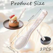 2 piezas Cucharas de caviar de 3.5 pulgadas de nácar, cucharas artesanales de concha para caviar, helado, huevos, café, sal, mermelada, servicio de restaurante - Blanco - Ver 2