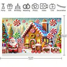 1 قطعة لافتة خلفية زخرفية لعيد الميلاد - بيت من الزنجبيل، بابا نويل والثلجي مع خلفية من الحلوى - ديكور حفلة العطلات وخلفية التصوير، مناسبة لتزيين البيئة الداخلية والخارجية، ديكور حفلة الموضوع، يمكن اختيار أحجام متعددة - متعدد الألوان - مشاهدة 10