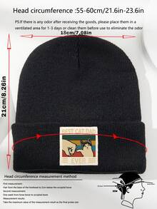 1pc Unisex Autumn/Winter Outdoor Casual Fashion Elastic Soft Comfortable Knit Beanie Hat With CAT Logo Print, Versatile For Daily Wear - A - View 4