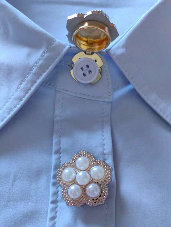 2 Stücke/Set elegante Perlblumen Knopfabdeckungen, Hemd Knopfabdeckungen zum Aufclipsen, Mode Kristall Manschettenknöpfe Abdeckungen, geeignet für Smoking und Hochzeitskleider Dekoration