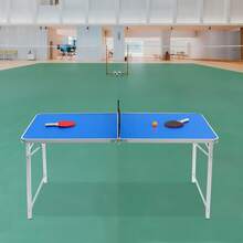SanBouSi Foldable Ping Pong Table Portable & Foldable Pong Table Table Foldable Ping Pong Table For Indoor & Outdoor Use - 藍色和銀色 - 查看 3