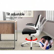 ALFORDSON Ergonomic Office Chair Mesh For Home Office MidBack Student Computer Study Desk Chair With Adjustable FlipUp Arm And Lumbar Port Gaming Racing Task Chair Keldon White Black