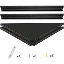 Evron Wall Mount Corner Shelf,Easy To Install Metal Front Floating Corner Shelves With Self-Adhesive Tapes,Wood Imitation Corner Shelf With Wire Pass Hole Pattern(Black 2 Pack)