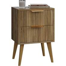 Fluted Nightstand With 2 DrawersModern Bedside Table With Metal Handles White Side Table With Solid Wood Legs Mid Century End Table For Living Room Bedroom Caramel Oak CAACTG55BR