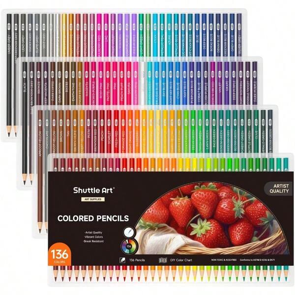 136 Colouring Pencils Soft Core Coloured Pencils Set For Adult Colouring Books Doodling Sketching Drawing Art Supplies For Adults And Artist