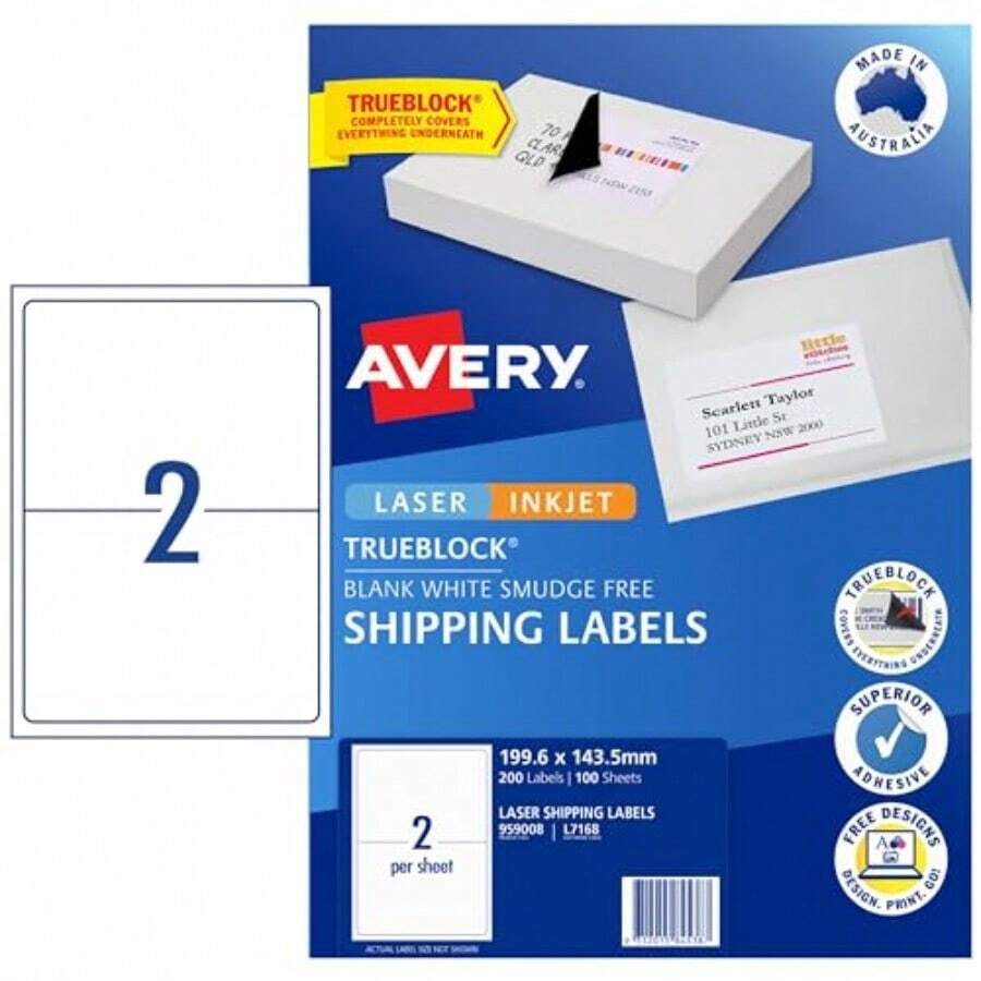 Printable Blank A4 Shipping Labels 199.6 X 143.5 Mm White 200 Customisable Labels 959008 - White - View 1