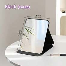 Medium Or Large Portable Makeup Mirror - Travel-Friendly Standing/Hanging Foldable Design, No Power Required, Suitable Home, Salon, Office, Dormitory - Elegant Black Frame Compact Makeup Mirror, Portable Desktop Accessory, Fashionable Smooth Craftsmanship, Essential Beauty Enthusiasts