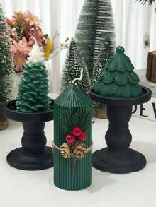 1PC Scented Green Pointed Gear Candles, Christmas Tree Candles, Smokeless Soybean Candles And Christmas Atmosphere Candles Are The Best Choices For Christmas Gifts, Which Can Also Relax And Relieve Stress. It Is An Interesting, Unique, Fashionable And Personalized Novel Christmas Or Birthday Gift, Which Is More Suitable For Home Decoration And Bedroom Warm Decoration. Christmas Decorations Room Decor - Green - View 6