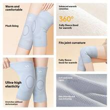 1pc Winter Warm Fleece Knee Pad, Anti-Slip Joint Knee Sleeve, Knee Brace For Arthritis And Meniscus Protection - Grey - View 3